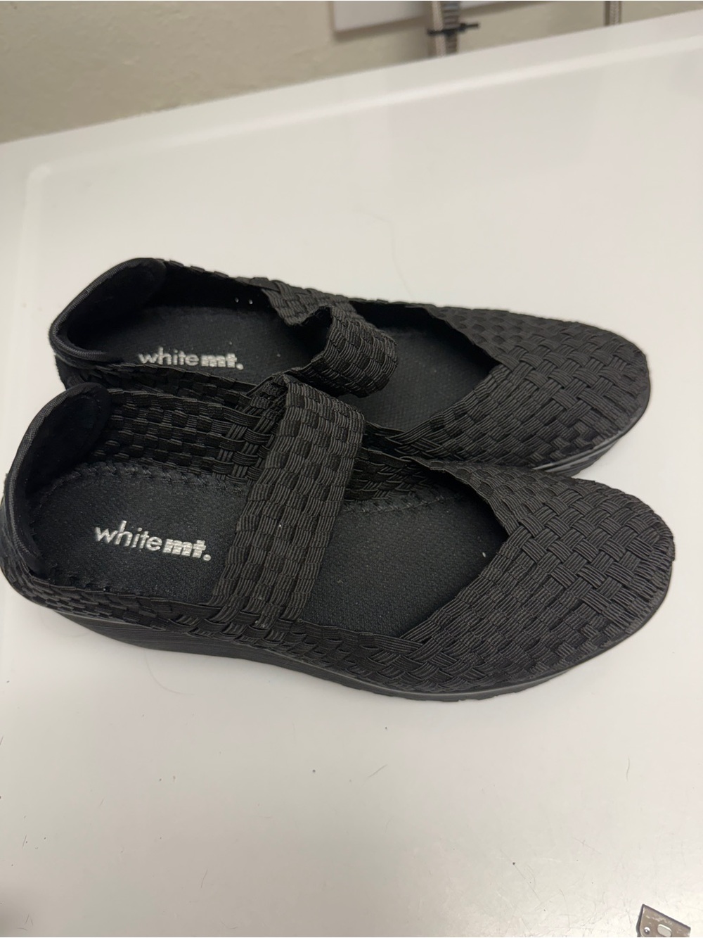White Mountain Black Woven Mary Jane Slip-Ons